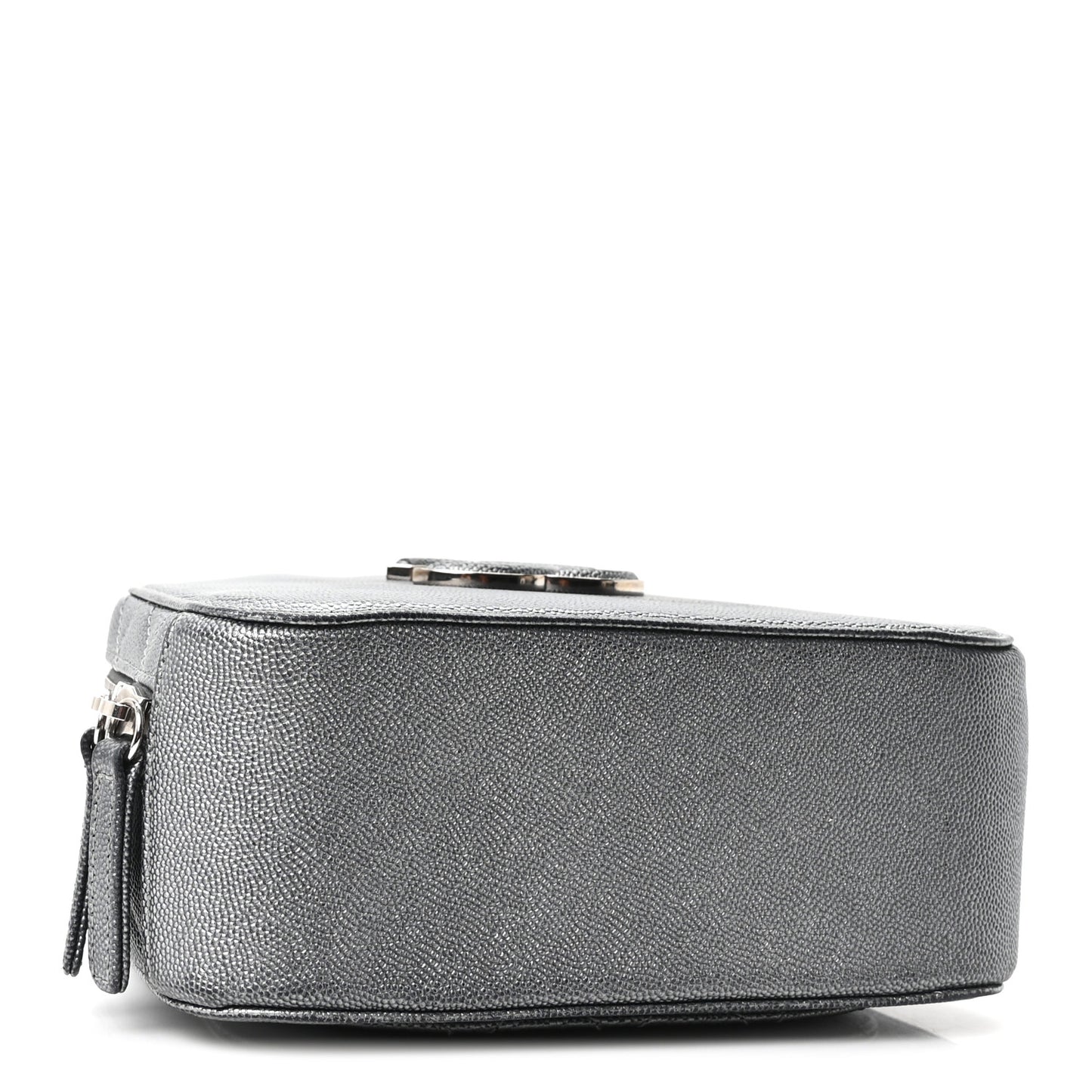 Metallic Caviar Small Coco Curve Vanity Bag Navy Blue Silver