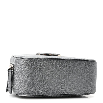Chanel Metallic Caviar Small Coco Curve Vanity Bag Navy Blue Silver 3 of 9