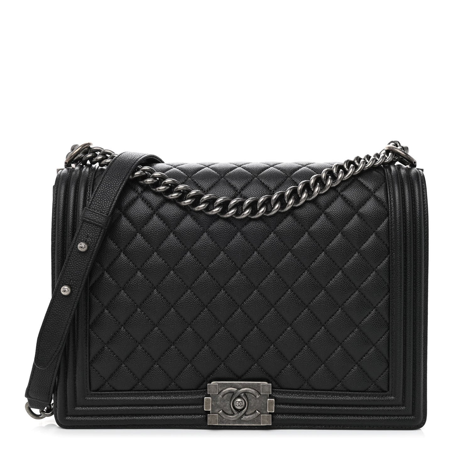 Caviar Quilted Large Boy Flap Black