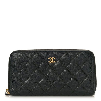 Chanel Caviar Quilted Large Gusset Zip Around Wallet Black 1 of 11