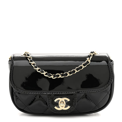 Chanel Patent Calfskin Quilted Mini Clutch Black 1 of 10