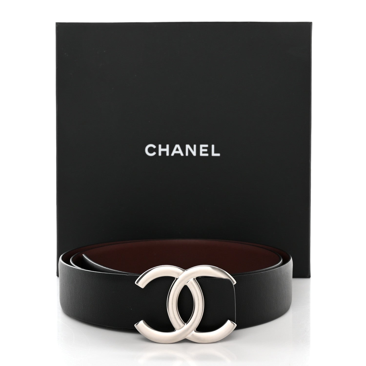 Chanel Calfskin CC Reversible Belt 85 34 Black Burgundy 6 of 6