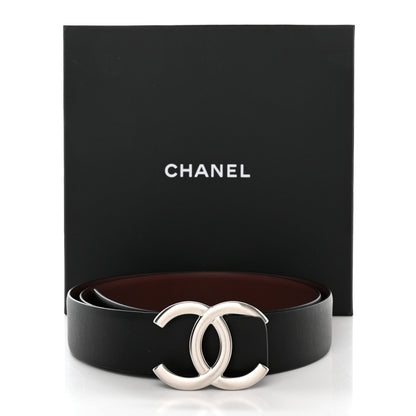 Chanel Calfskin CC Reversible Belt 85 34 Black Burgundy 6 of 6