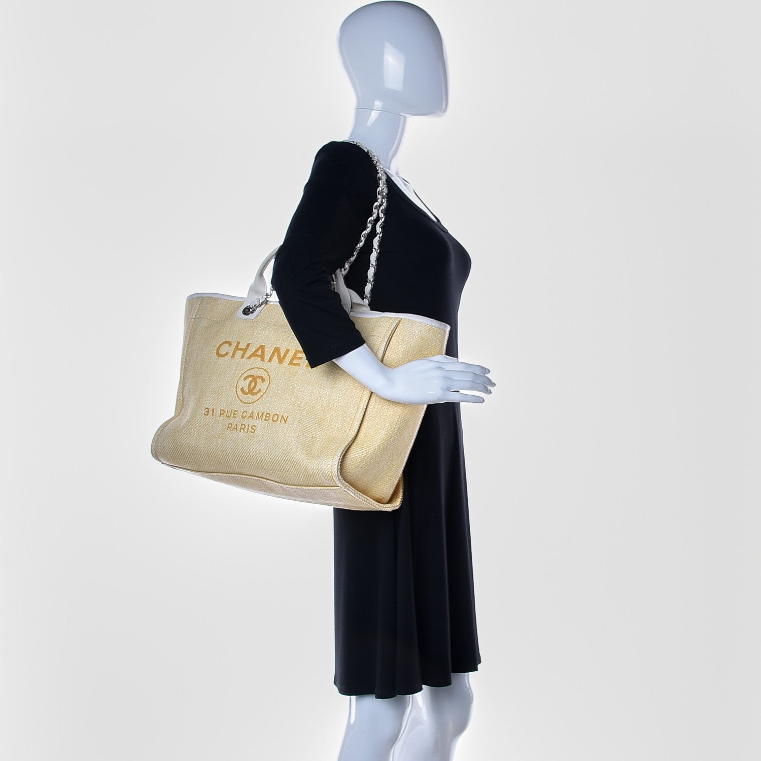 Chanel Woven Straw Raffia Medium Deauville Tote Beige 2 of 13