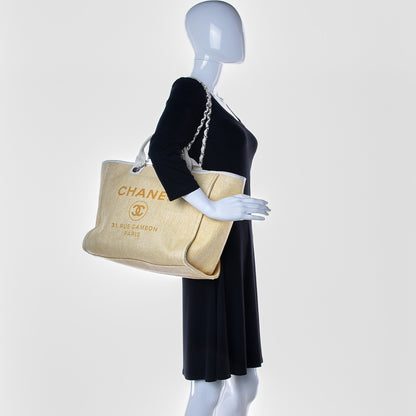 Chanel Woven Straw Raffia Medium Deauville Tote Beige 2 of 13