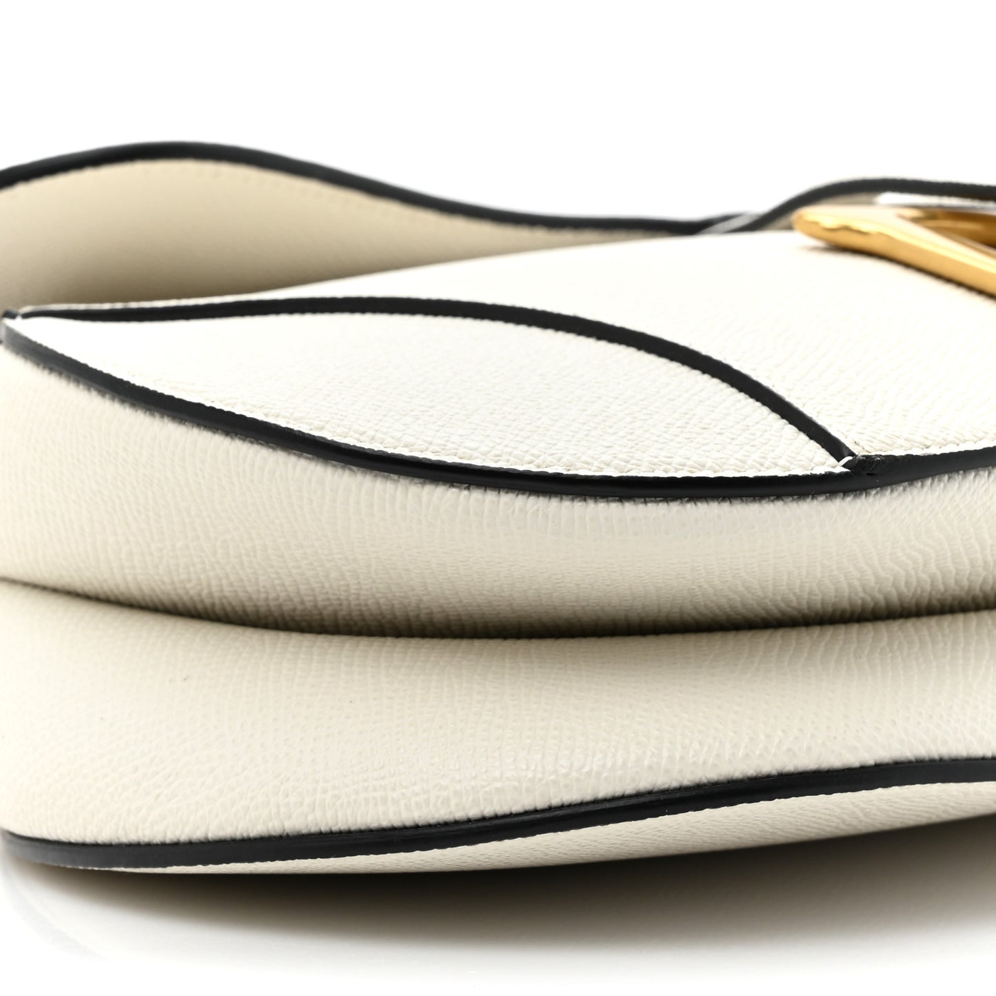 Grained Calfskin Saddle Bag With Strap Latte