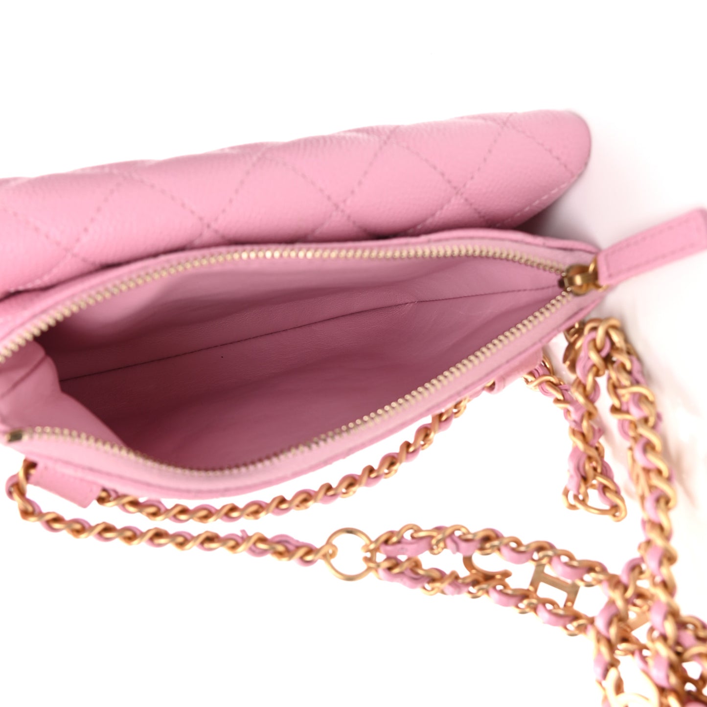 Shiny Caviar Pick Me Up Flap Belt Bag Pink Pink