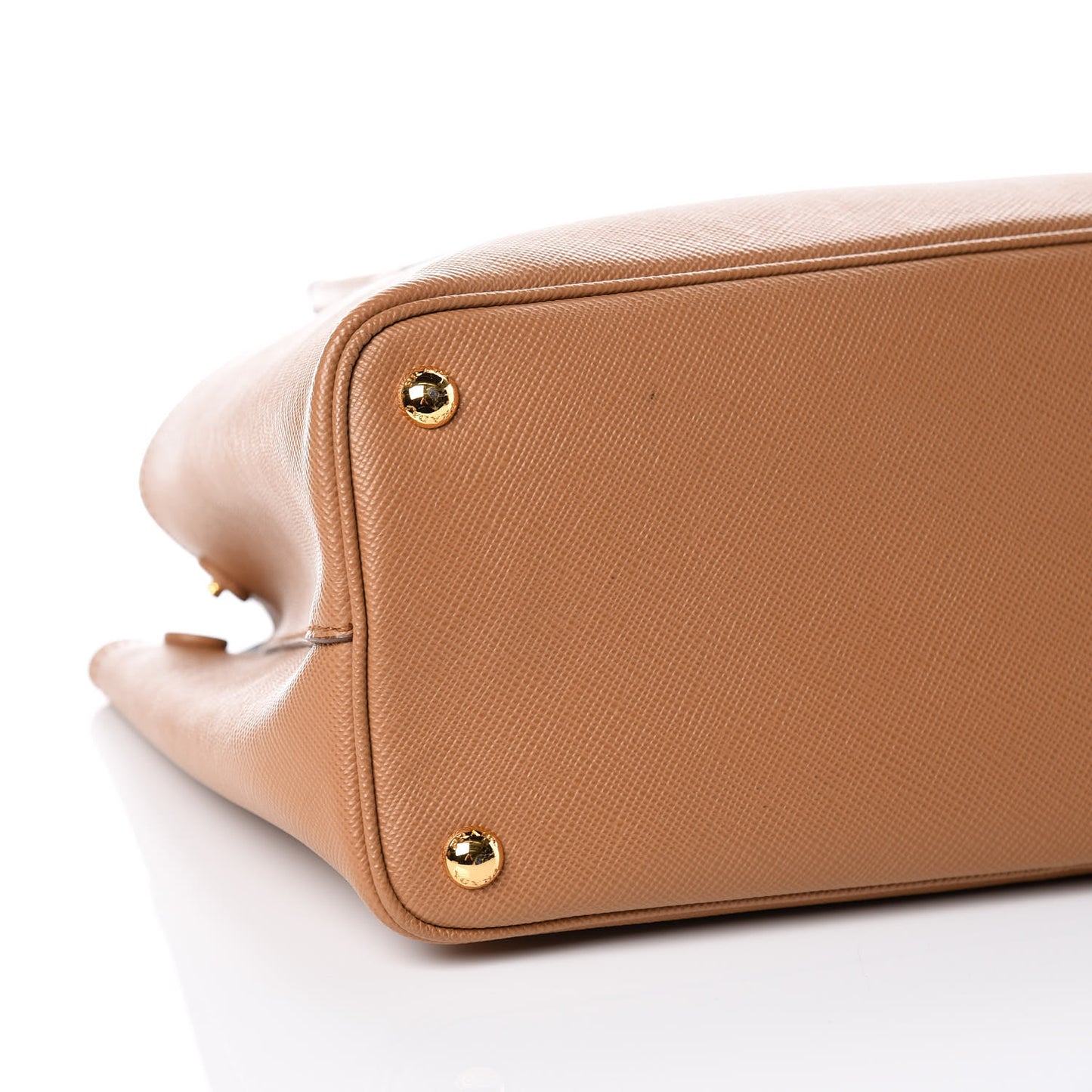 Saffiano Cuir Bi-Color Medium Double Bag Caramel Marmo