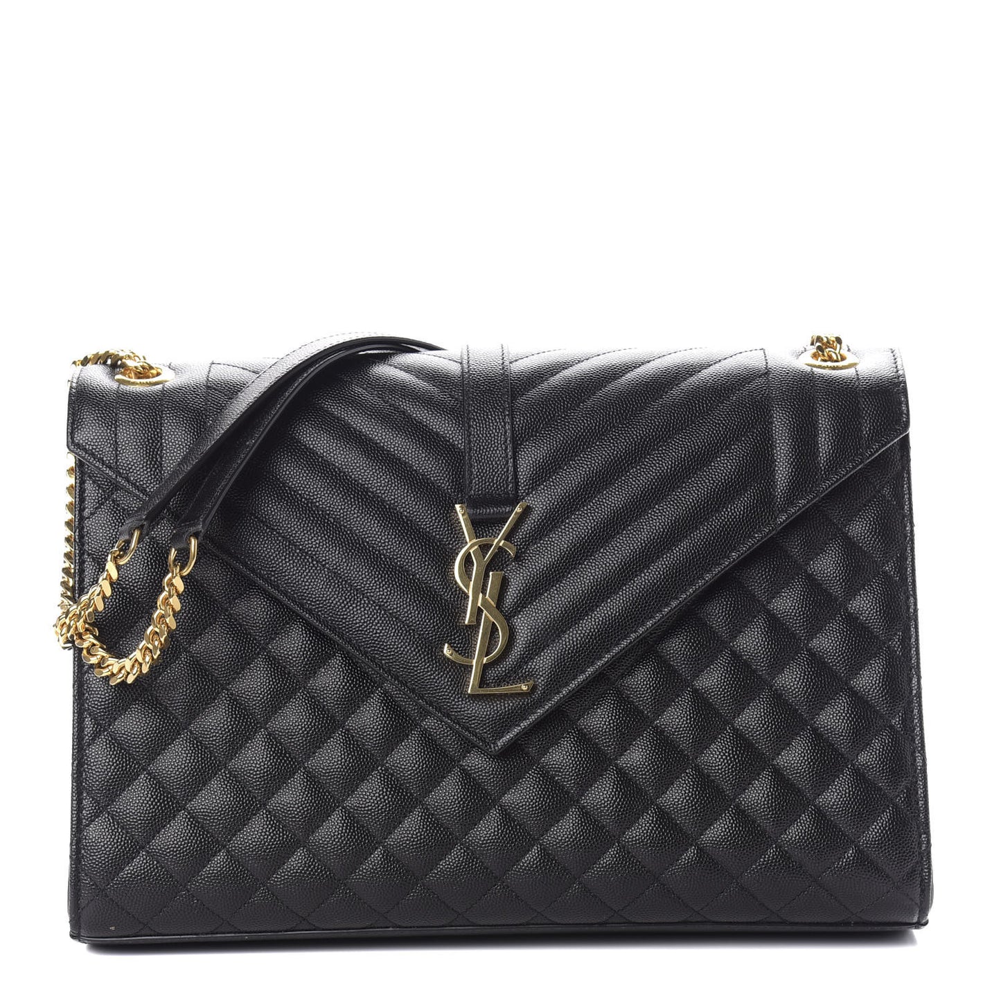 Grain De Poudre Textured Mixed Matelasse Large Triquilt Monogram Satchel Black