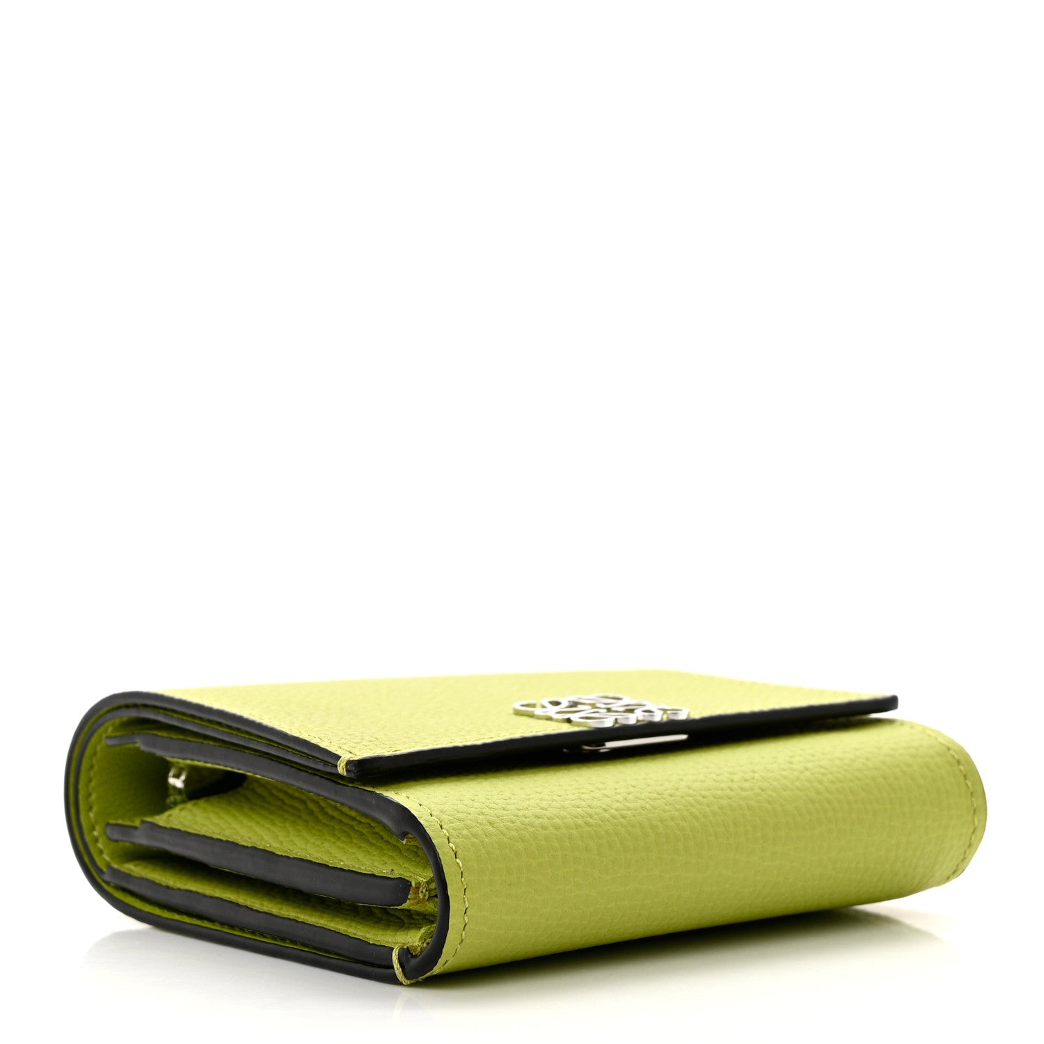 Loewe Pebble Grain Calfskin Anagram Compact Flap Wallet Lime Green 4 of 6