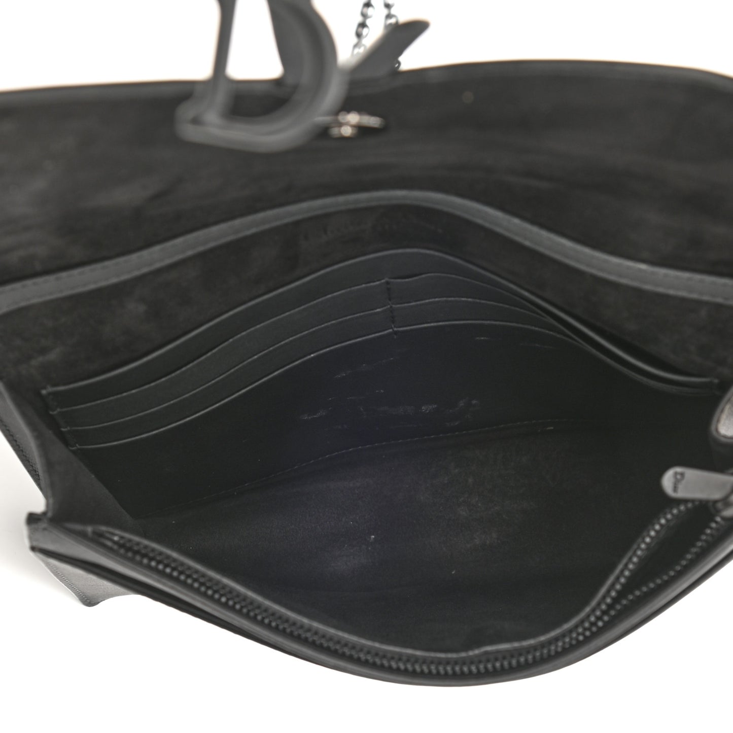 Ultra Matte Calfskin Saddle Chain Pouch Black