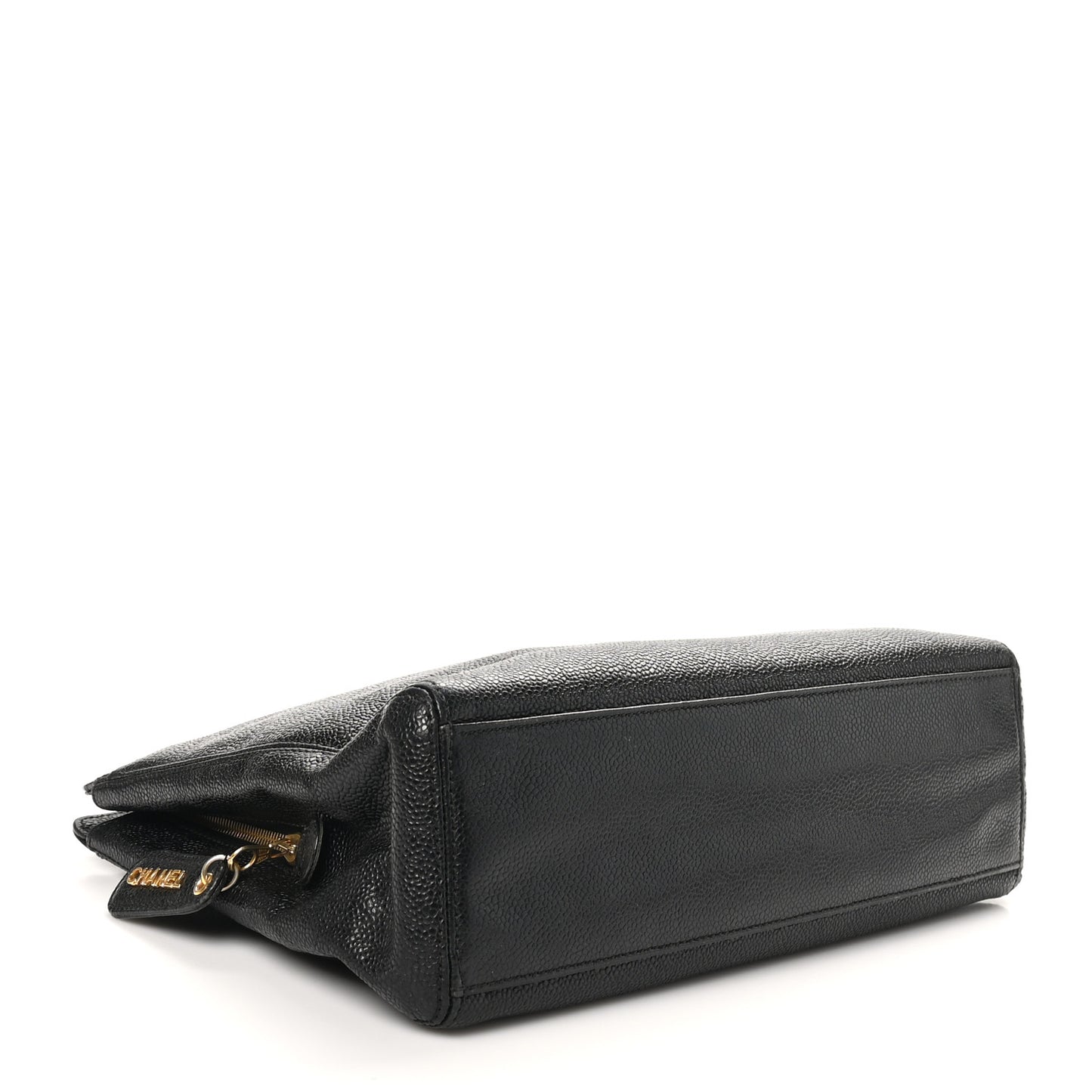 Caviar Embroidered Logo Shoulder Bag Black