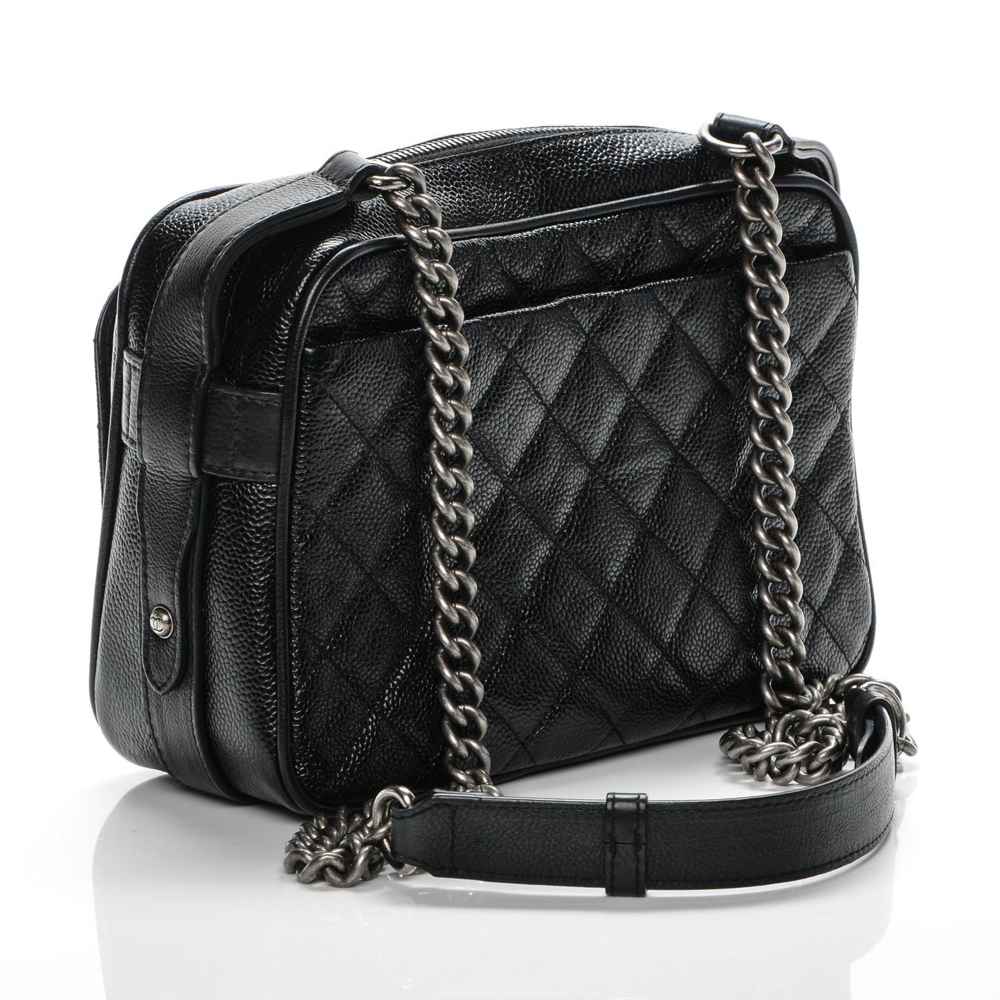 Caviar Quilted Medium Business Trip Camera Bag Black