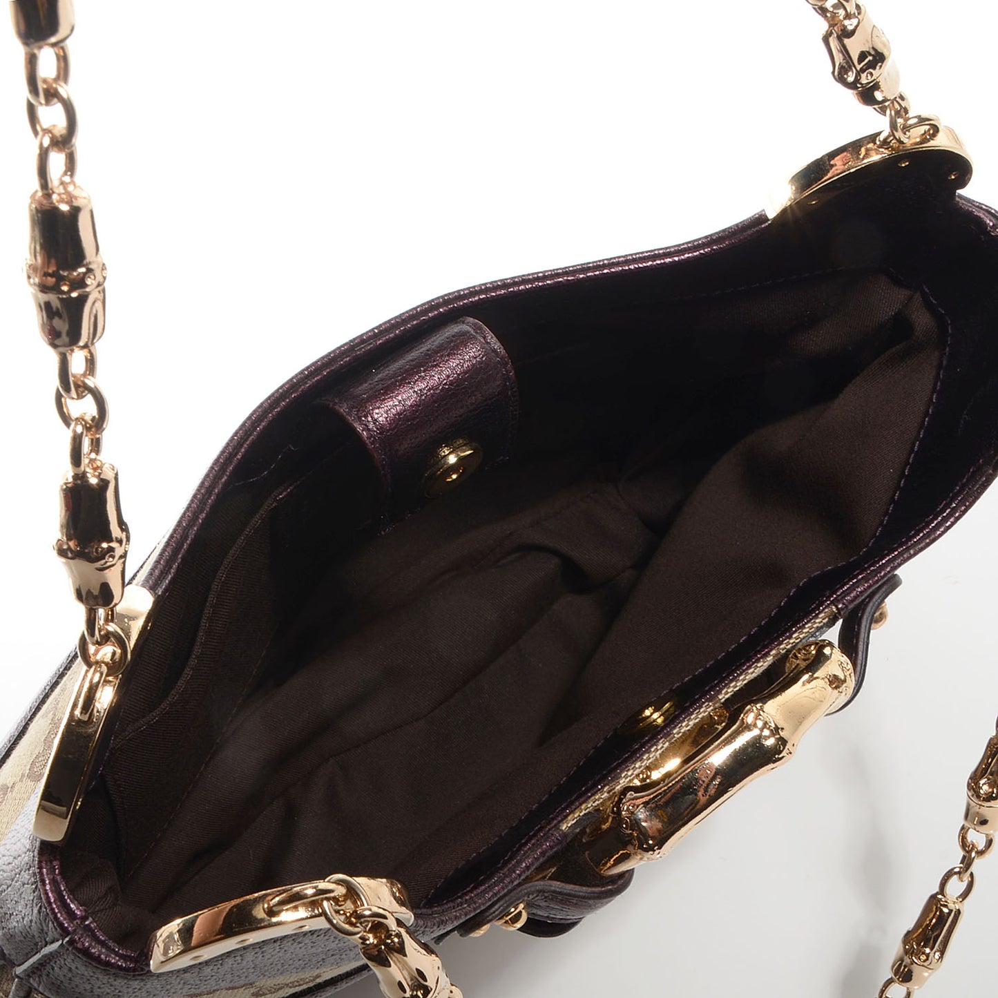Monogram Bamboo Chain Shoulder Bag Metallic Purple
