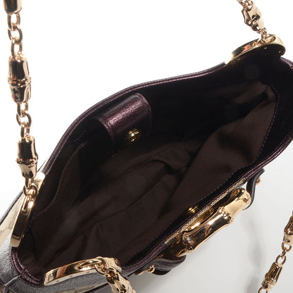 Gucci Monogram Bamboo Chain Shoulder Bag Metallic Purple 5 of 7