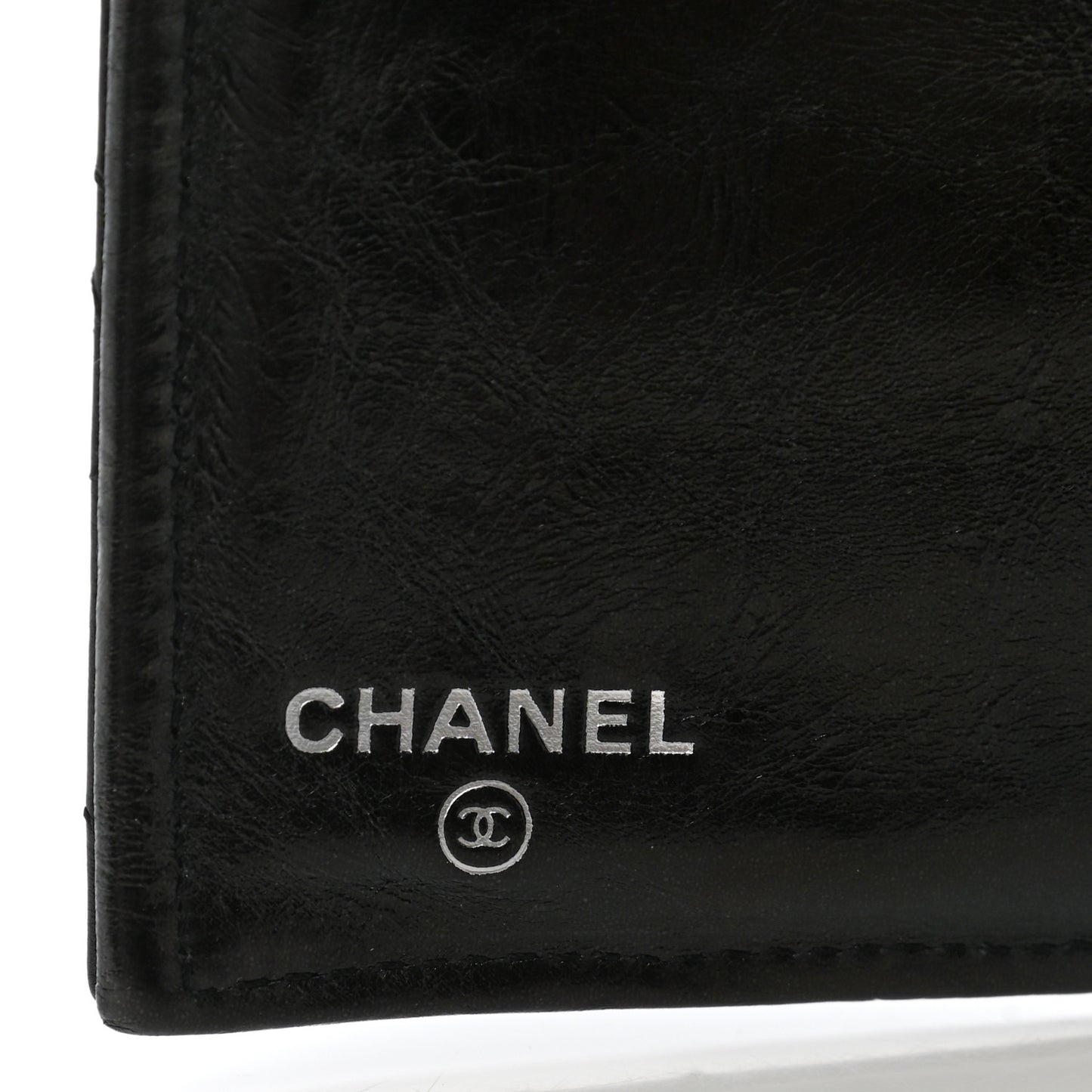 Glazed Calfskin Quilted Reissue Long Flap Wallet Black