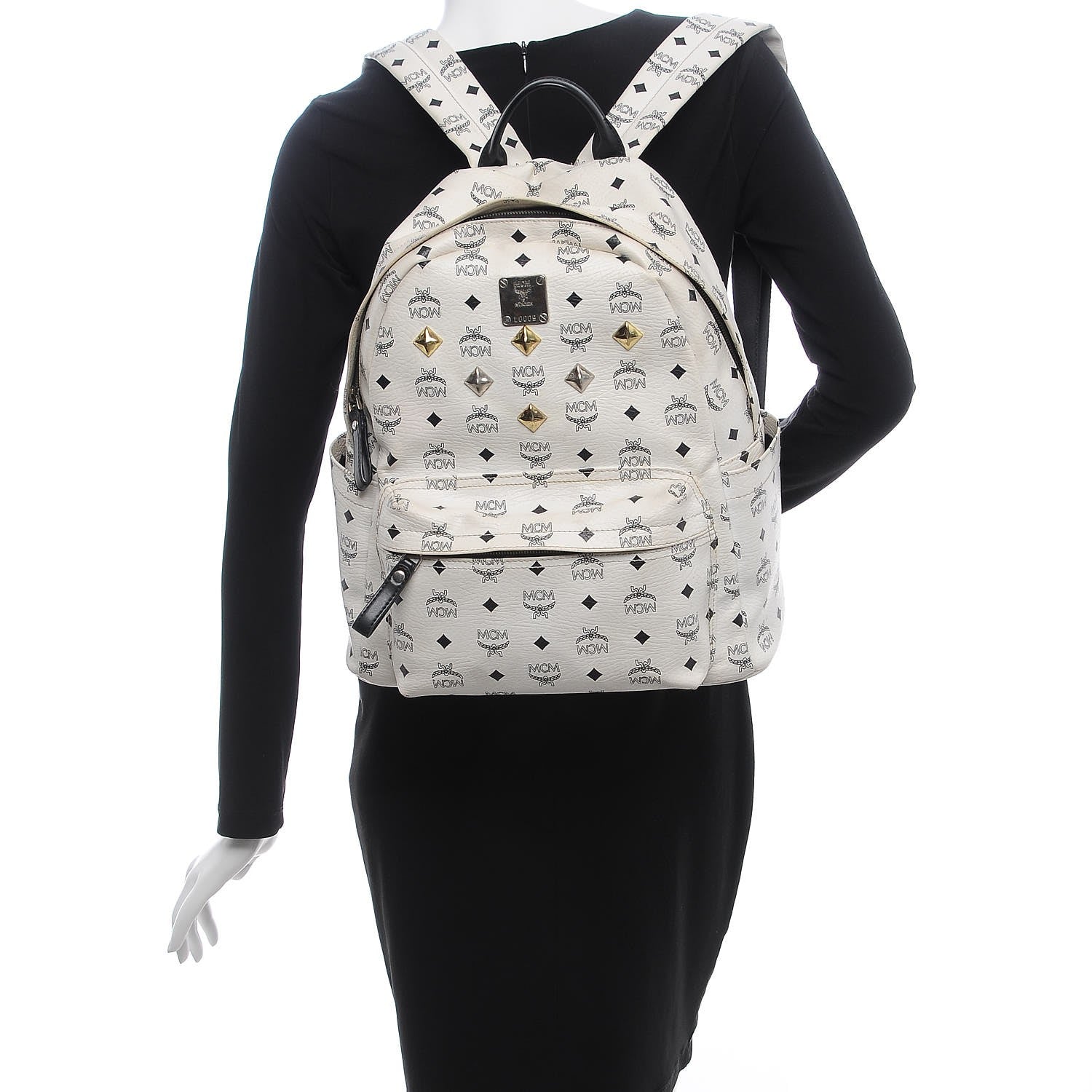 MCM Visetos Studded Medium Stark Backpack White 2 of 21