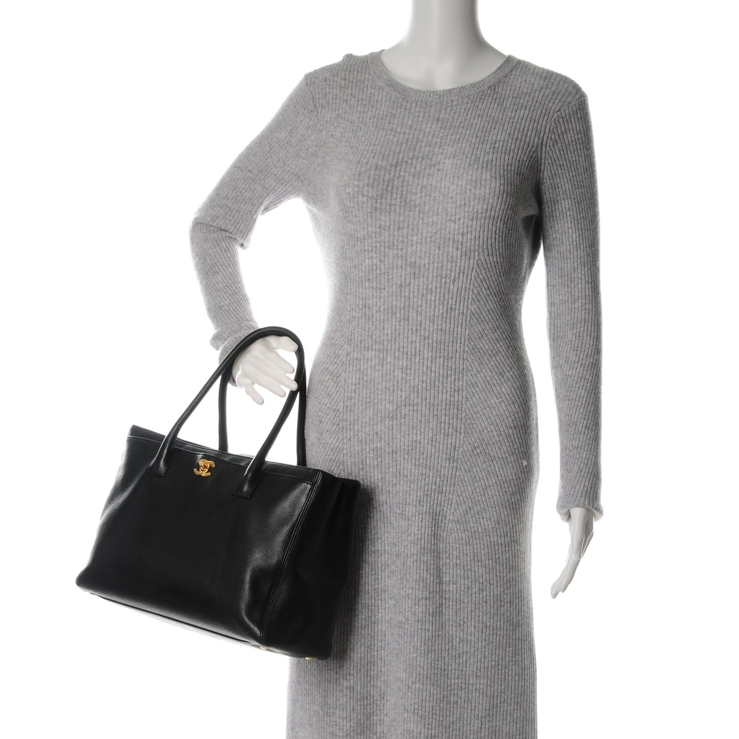 Calfskin Cerf Executive Shopper Tote Black