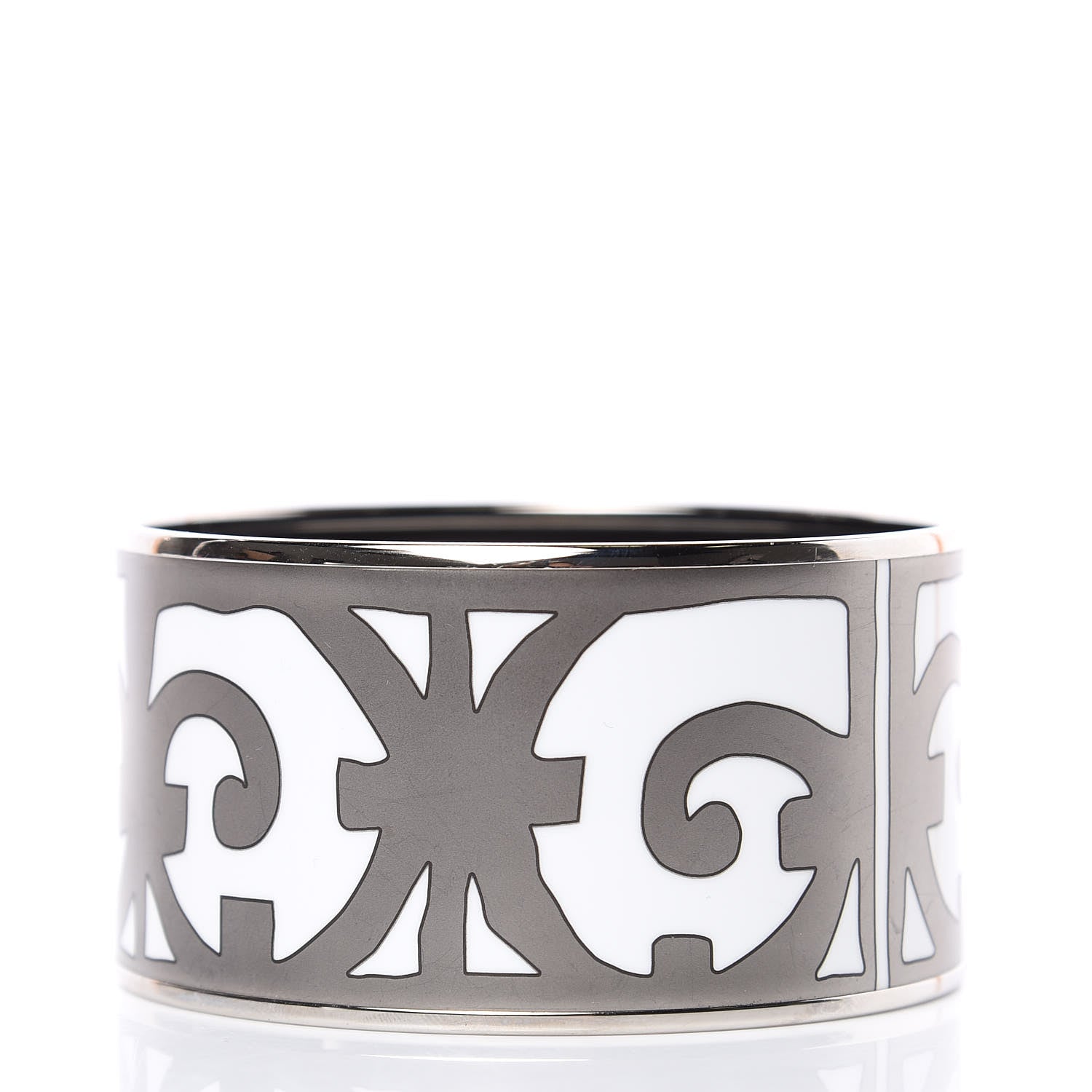 Hermes Enamel Printed Extra Wide Balcons du Guadalquivir Bracelet 70 Silver 3 of 5