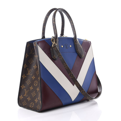 Louis Vuitton Calfskin Monogram City Steamer MM Blue Burgundy White 2 of 8