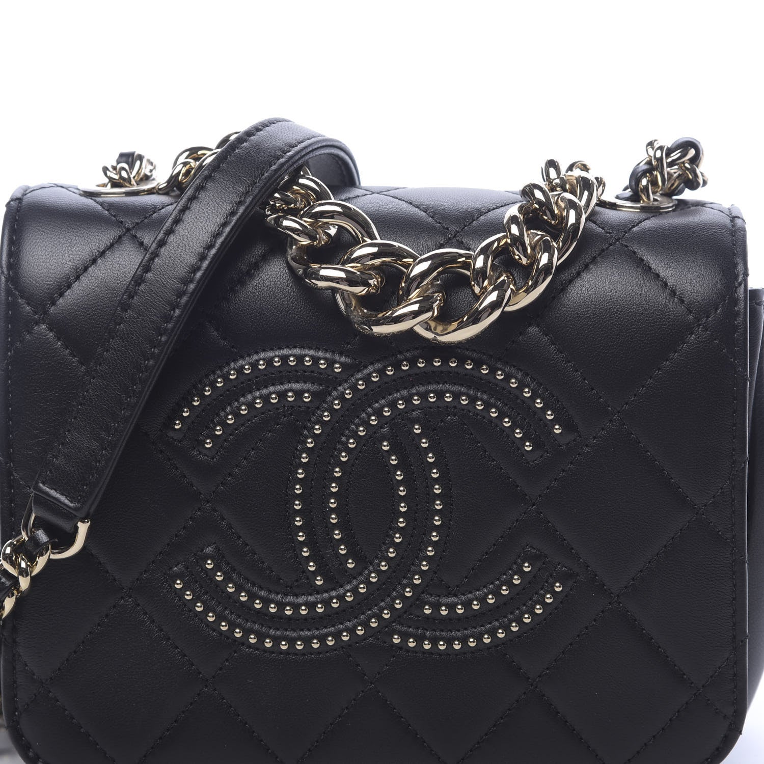 Chanel Lambskin Quilted Studded CC Flap Black 8 of 11