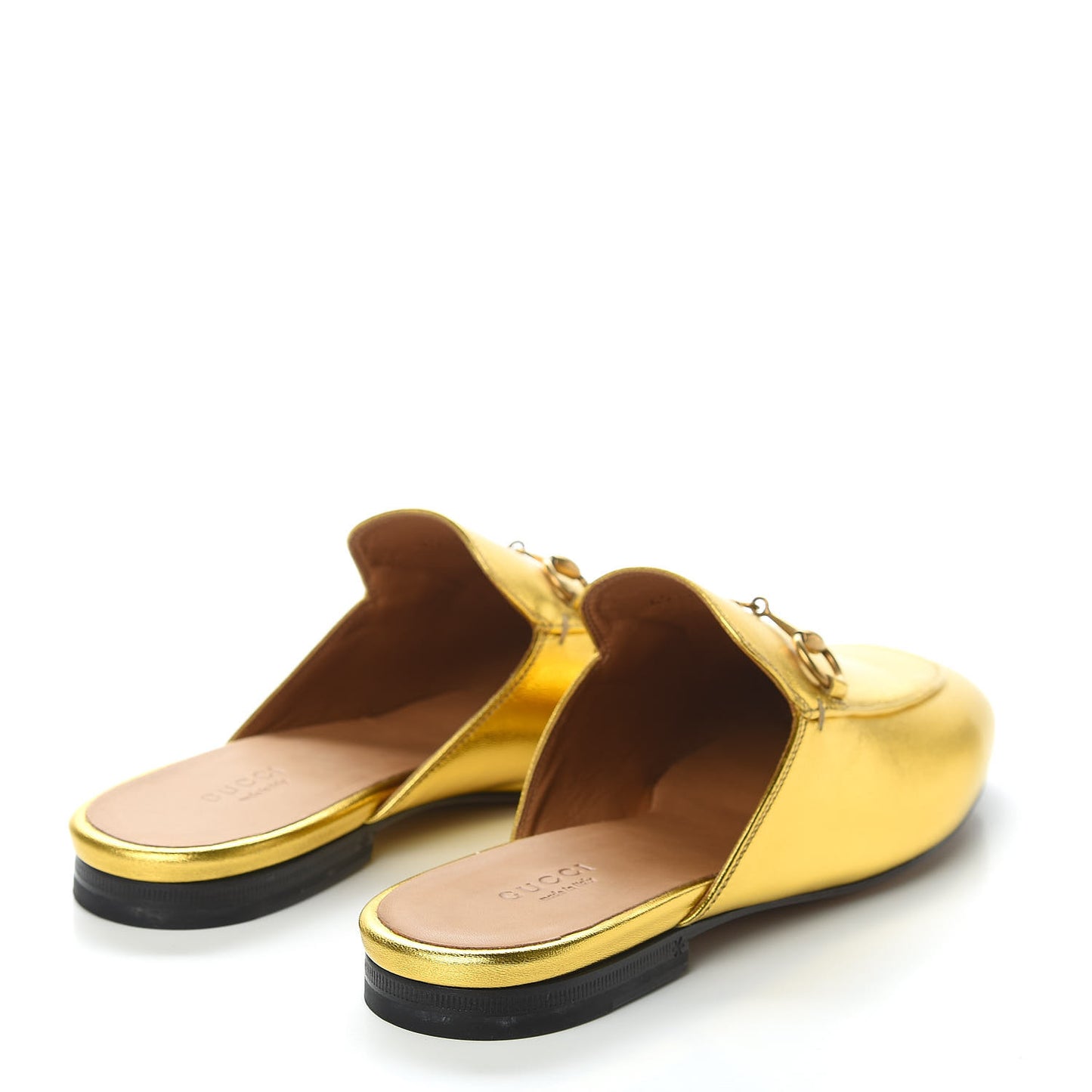 Metallic Nappa Womens Princetown Slippers 38.5 Gold