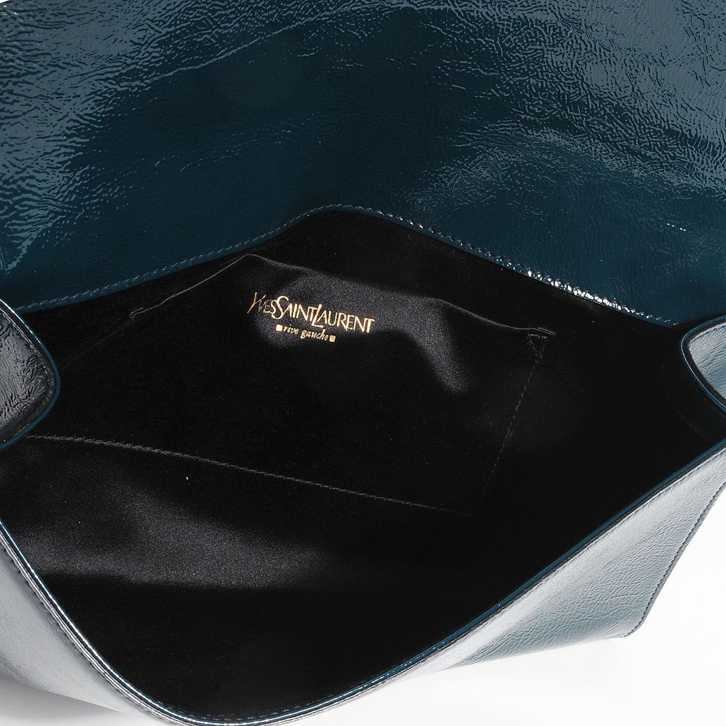 Textured Patent Large Belle de Jour Clutch Petrol
