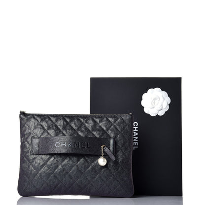 Chanel Iridescent Caviar Medium Night by the C Pouch Clutch Black 9 of 9