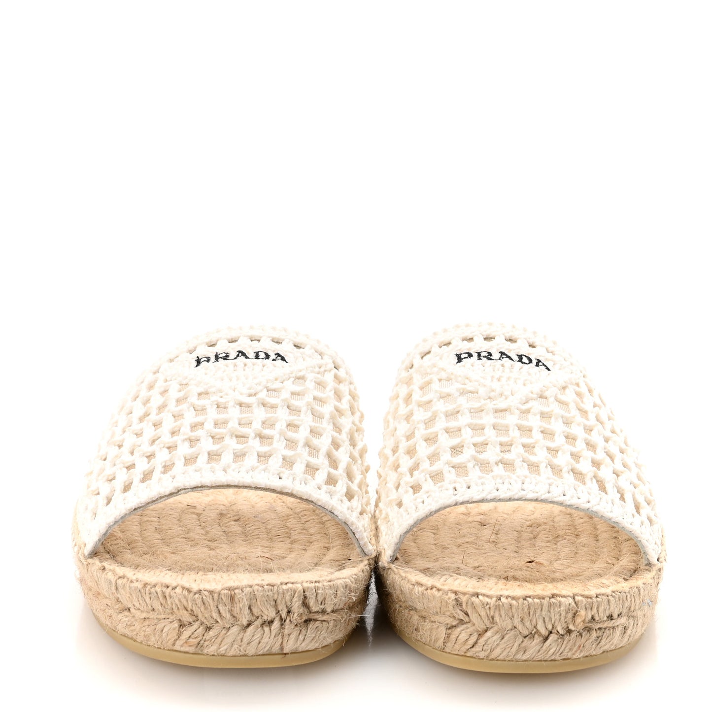 Raffia Triangle Logo Crochet 20mm Espadrille Sandals 39 White Black