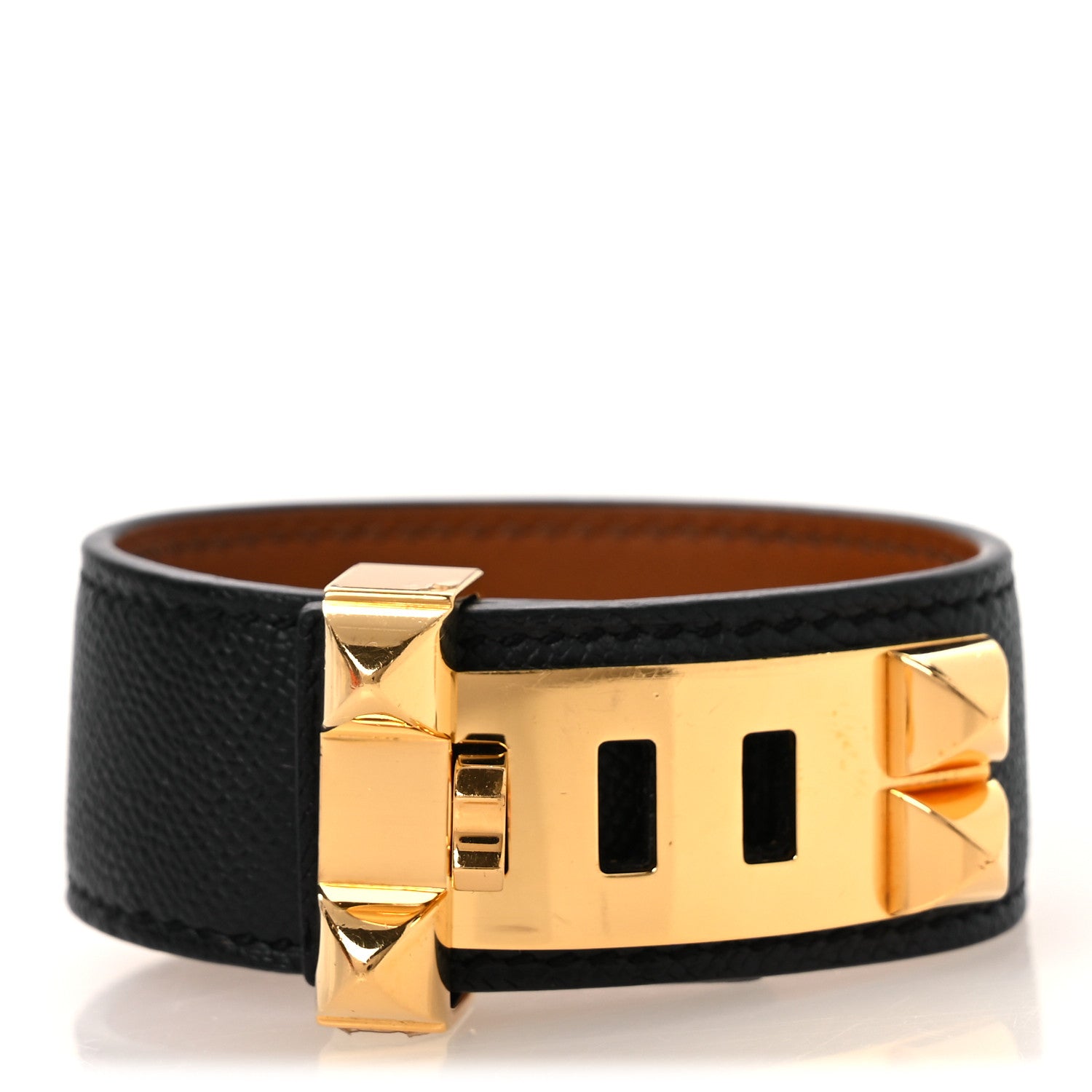 Hermes Madame Calfskin Collier de Chien CDC 24 Bracelet T2 Black 1 of 7
