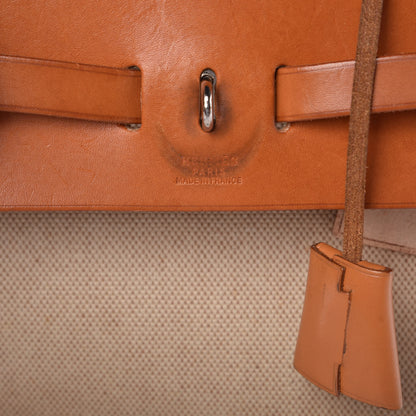 Hermes Toile Vache Calfskin Herbag 30 PM Backpack Natural 8 of 13
