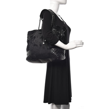 Chanel Pony Hair Quilted Drawstring Tote Black 2 of 10