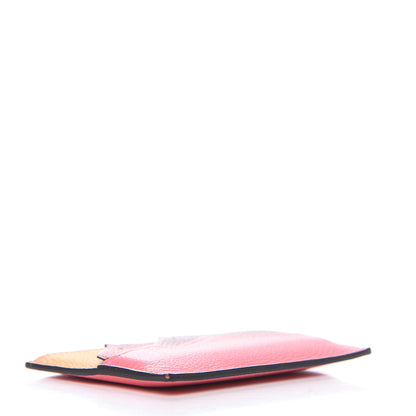 Hermes Epsom Evercolor Les Petits Chevaux Card Holder Ambre Brique Rouge H Rose Ete 4 of 7