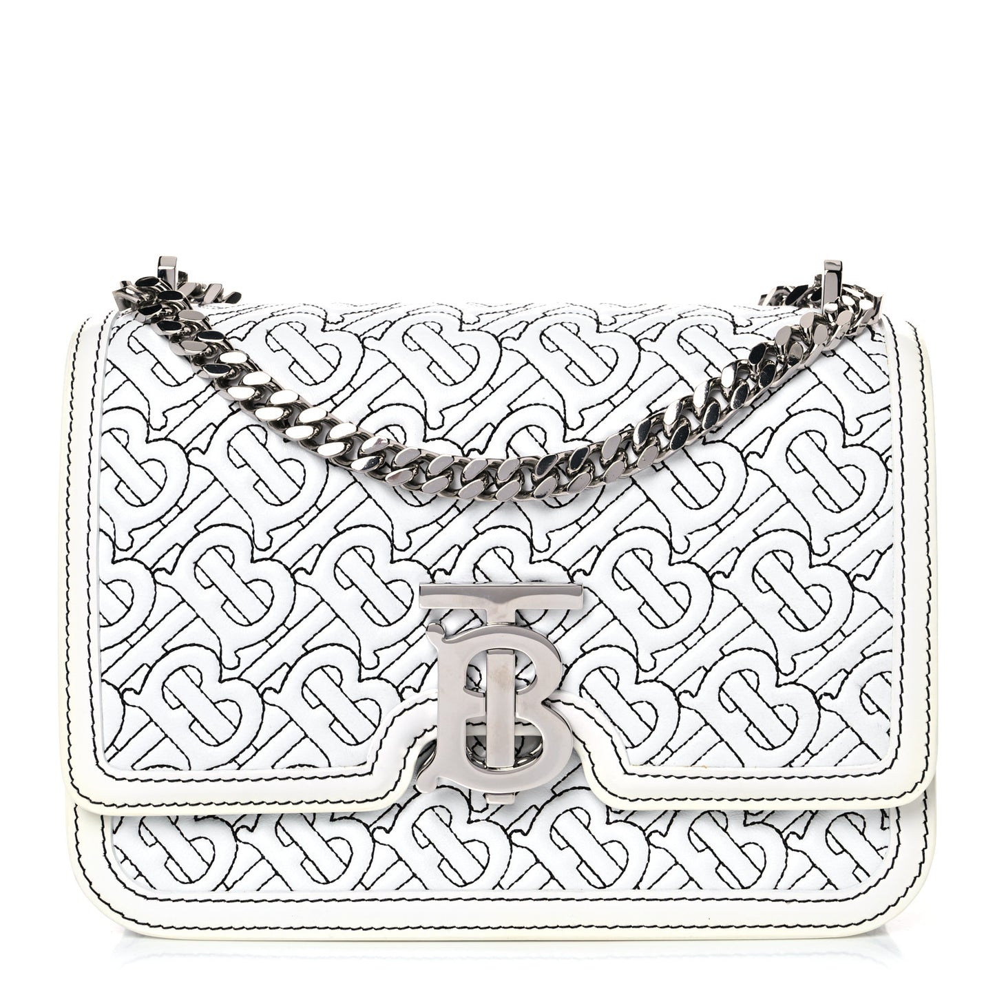 Calfskin Monogram Embossed Small TB Chain Bag Optic White