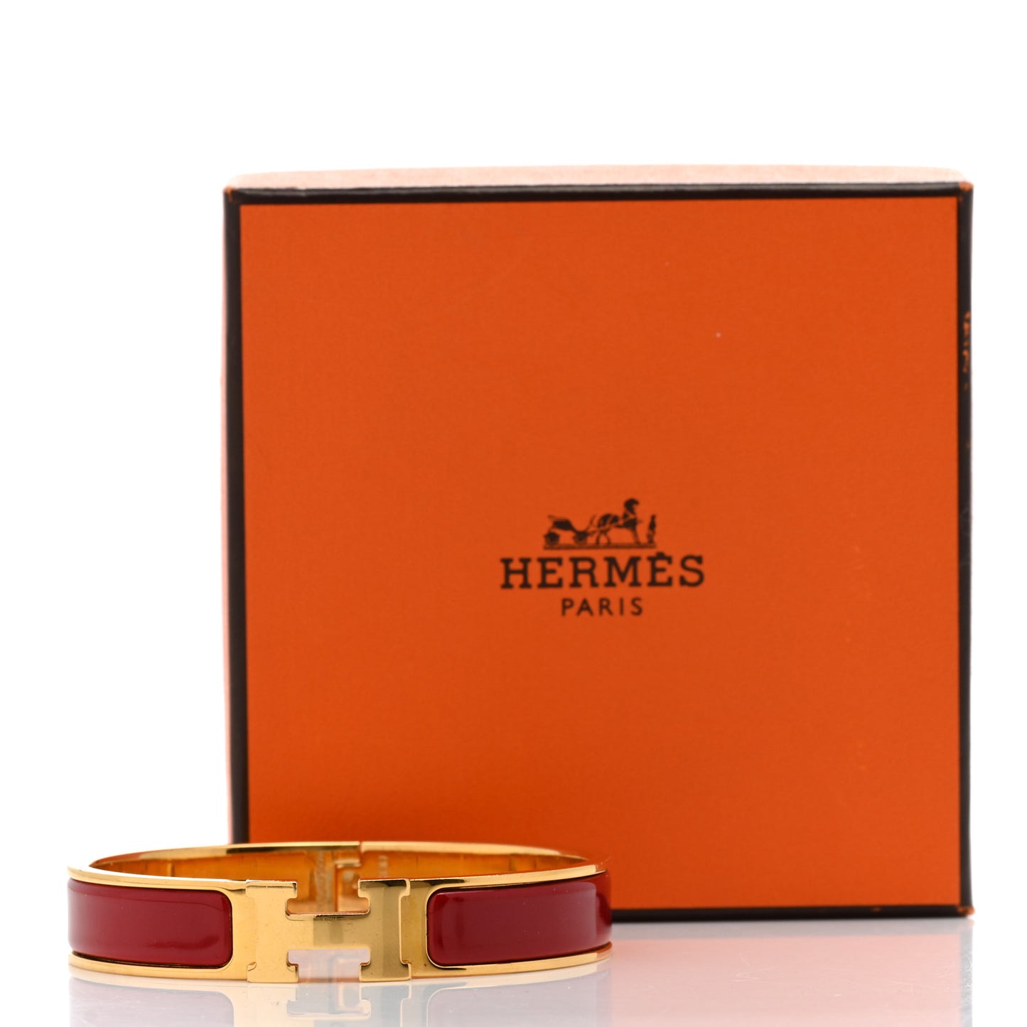 Enamel Narrow Clic Clac H Bracelet GM Rouge