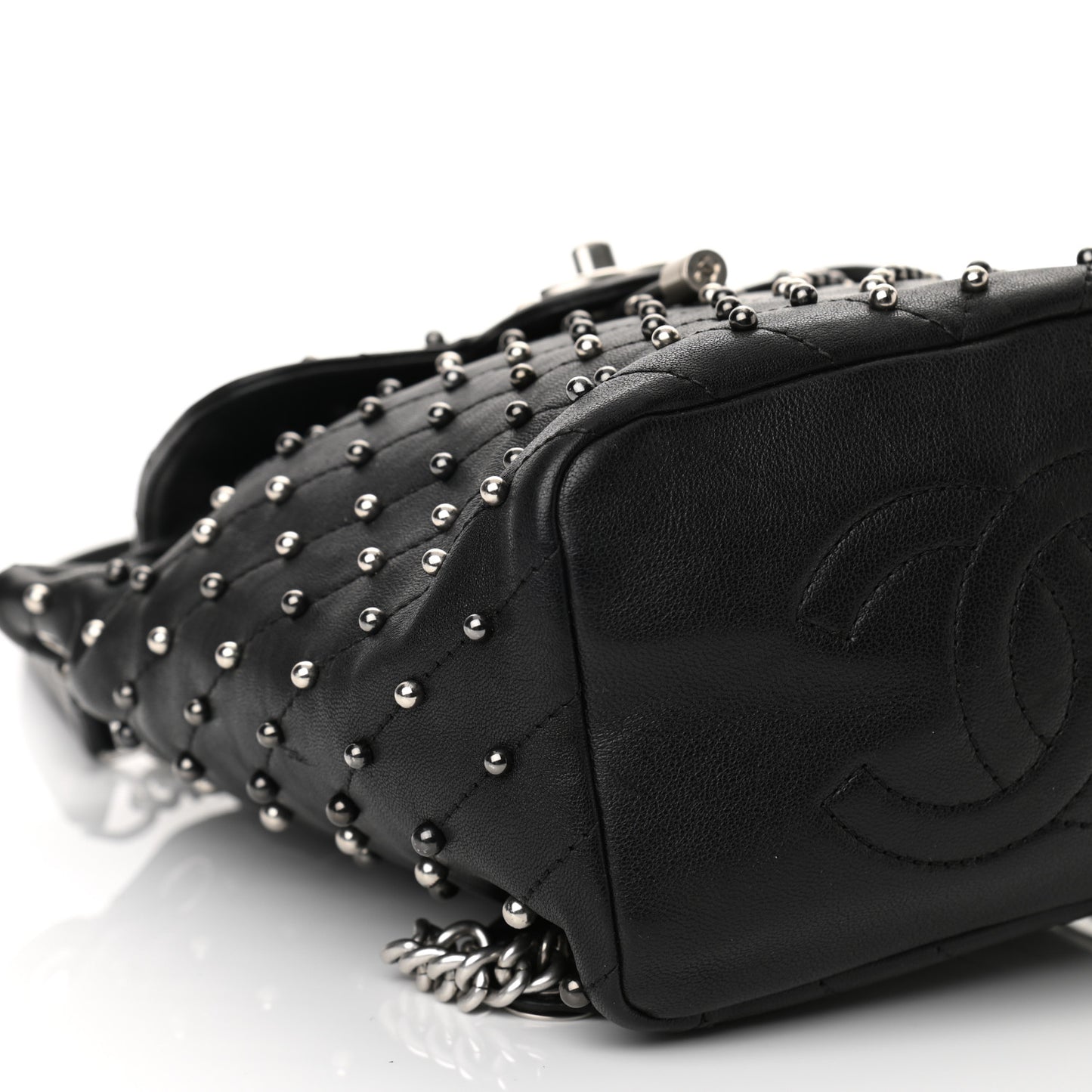 Lambskin Chevron Quilted Studded Stud Wars Backpack Black