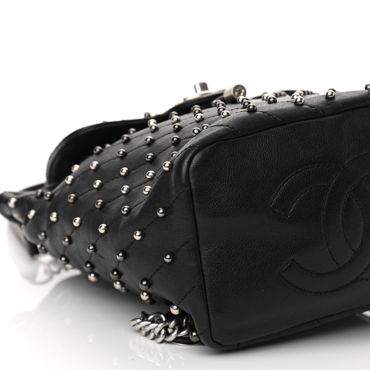 Chanel Lambskin Chevron Quilted Studded Stud Wars Backpack Black 9 of 10