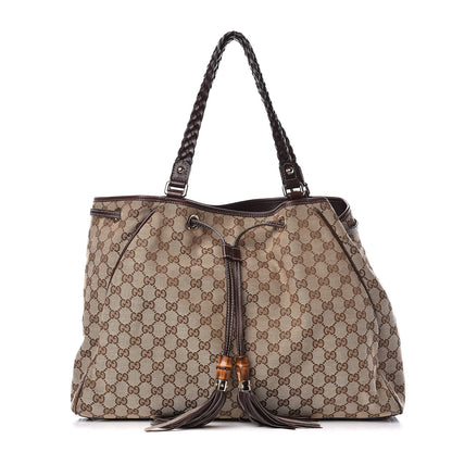Gucci Monogram Peggy Braided Tote Dark Brown 1 of 12