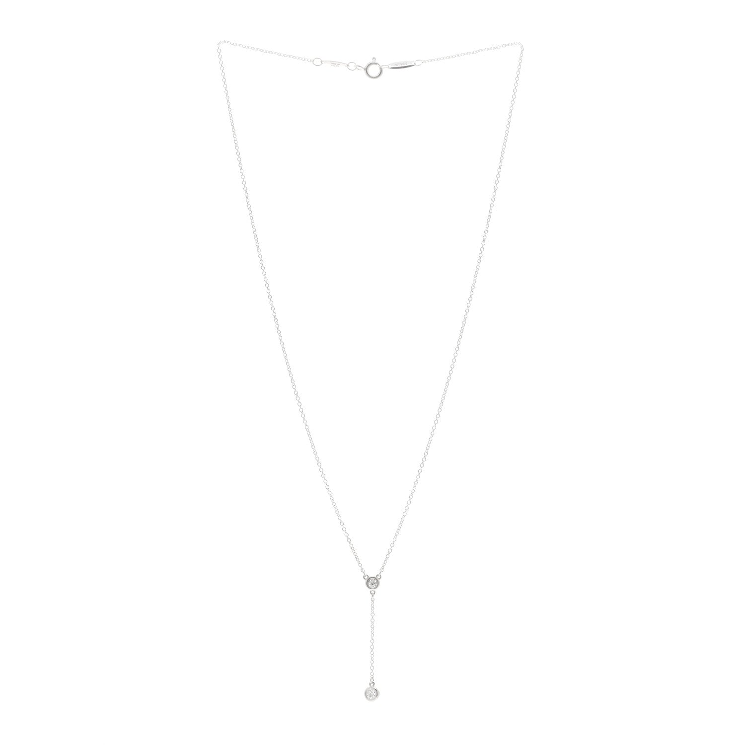 Tiffany Sterling Silver Diamond Elsa Peretti Diamonds by the Yard Y Drop Pendant Necklace 3 of 4