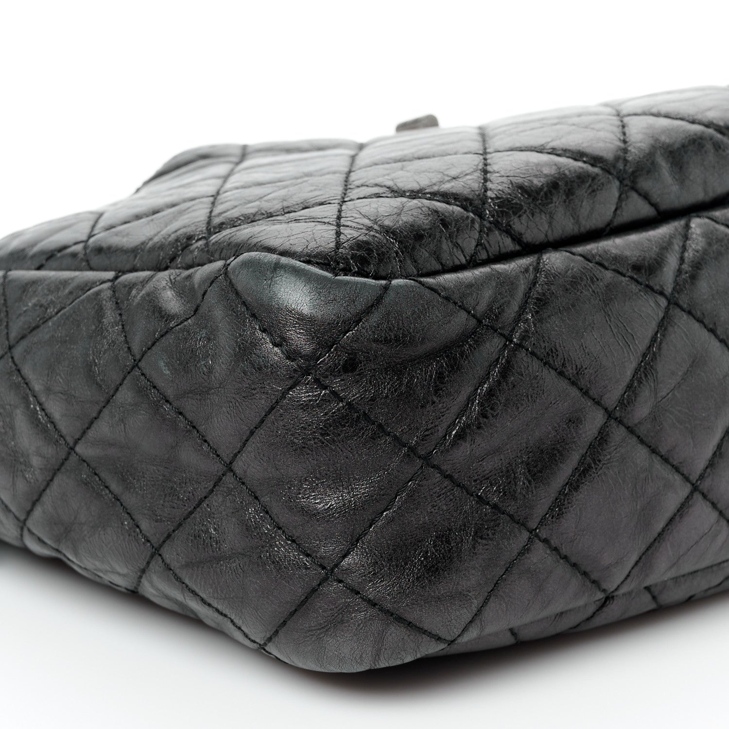 Chanel Metallic Aged Calfskin Quilted Large Reissue Camera Case Black 9 of 10