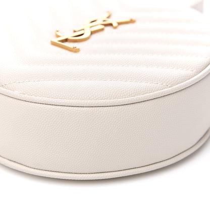 Saint Laurent Grain De Poudre Matelasse Chevron Quilted Round Vinyle Camera Bag White 7 of 8