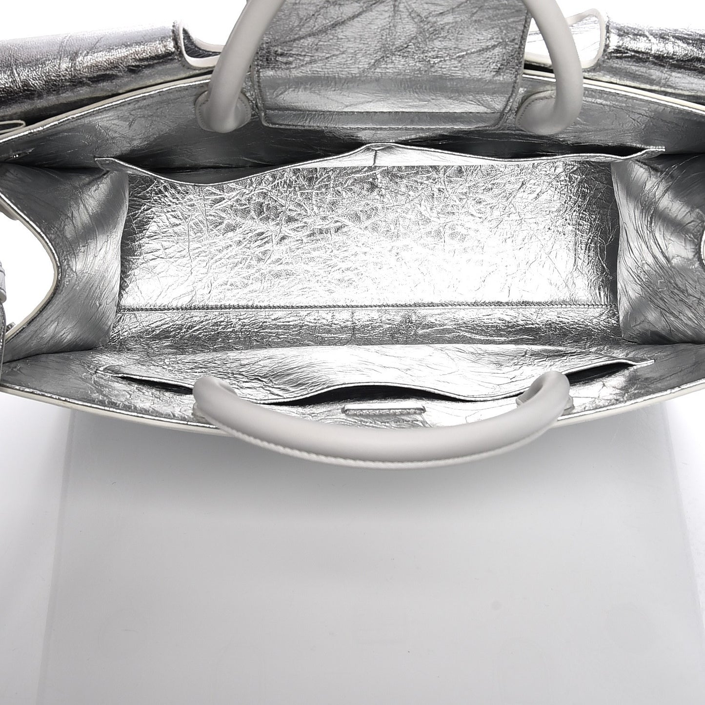 Metallic Calfskin Large Diorever Flap Silver