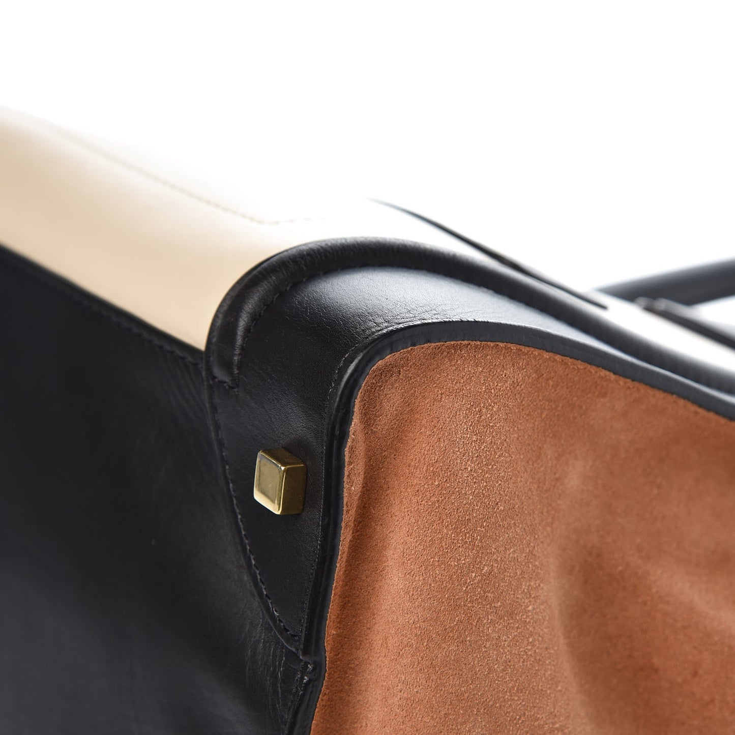 Satin Calfskin Suede Mini Tri-Color Luggage Seashell