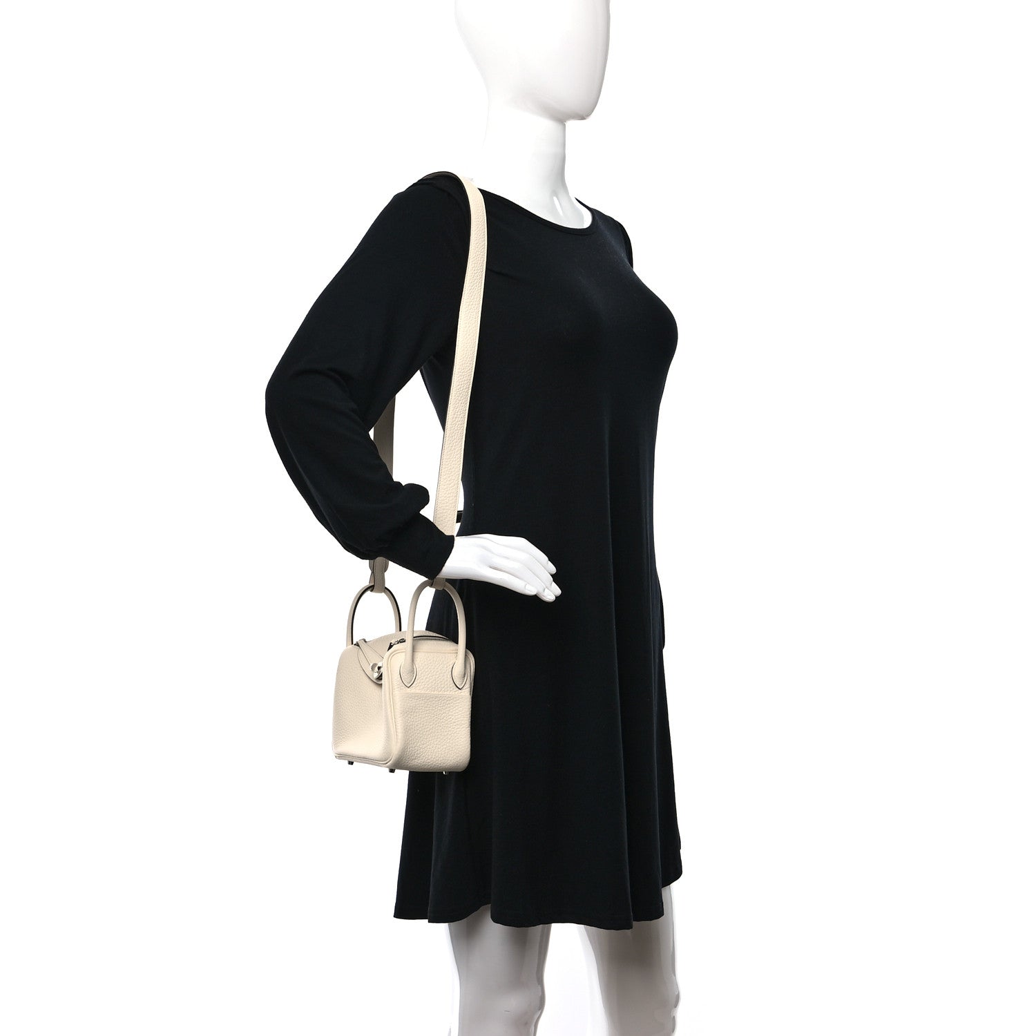 Hermes Taurillon Clemence Mini Lindy 20 Craie 2 of 10
