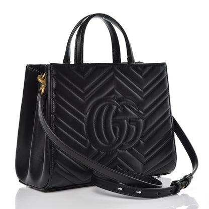 Gucci Calfskin Matelasse Small GG Marmont Tote Black 3 of 9