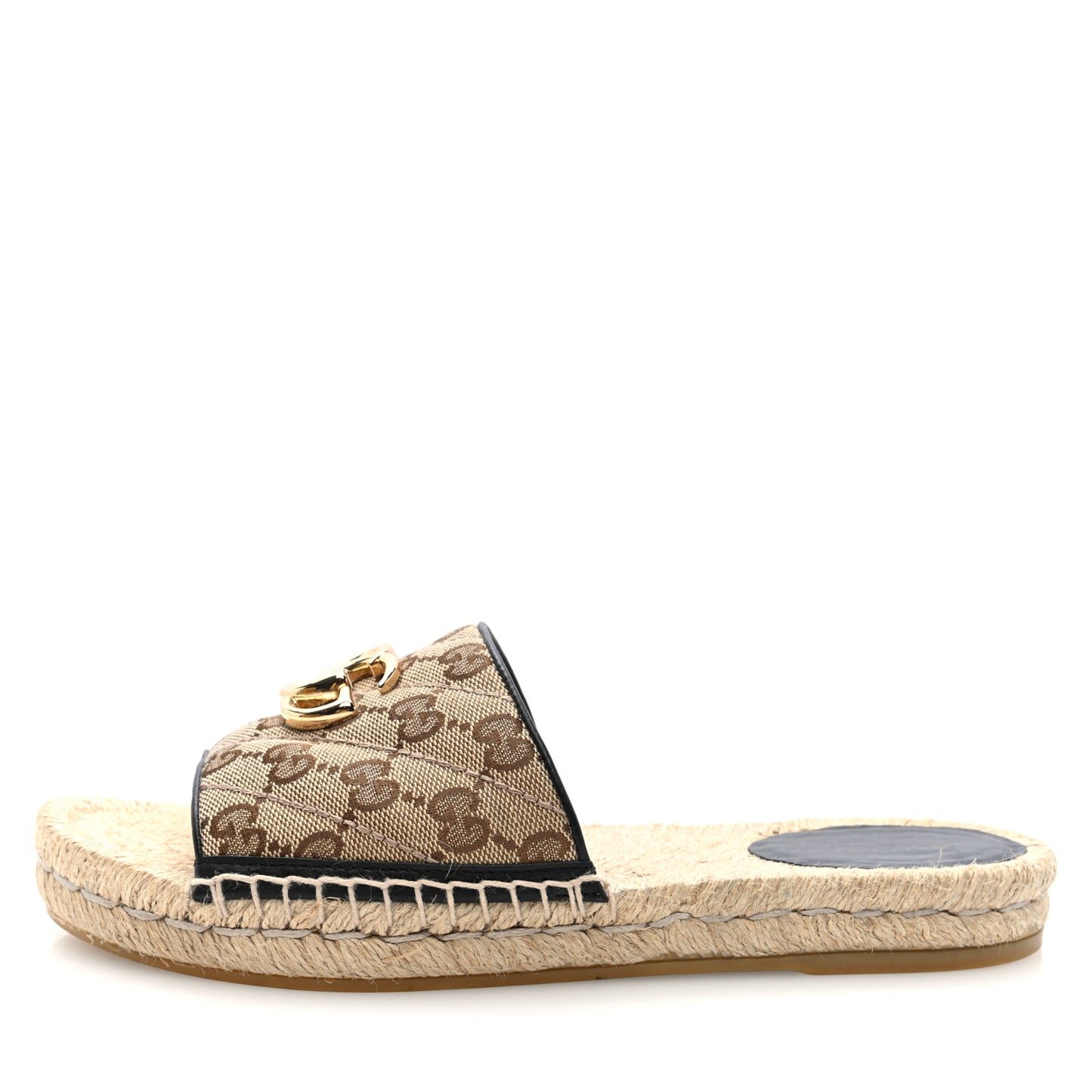 Monogram Matelasse GG Marmont Espadrille 20mm Slide Sandals 37 Beige Ebony Black