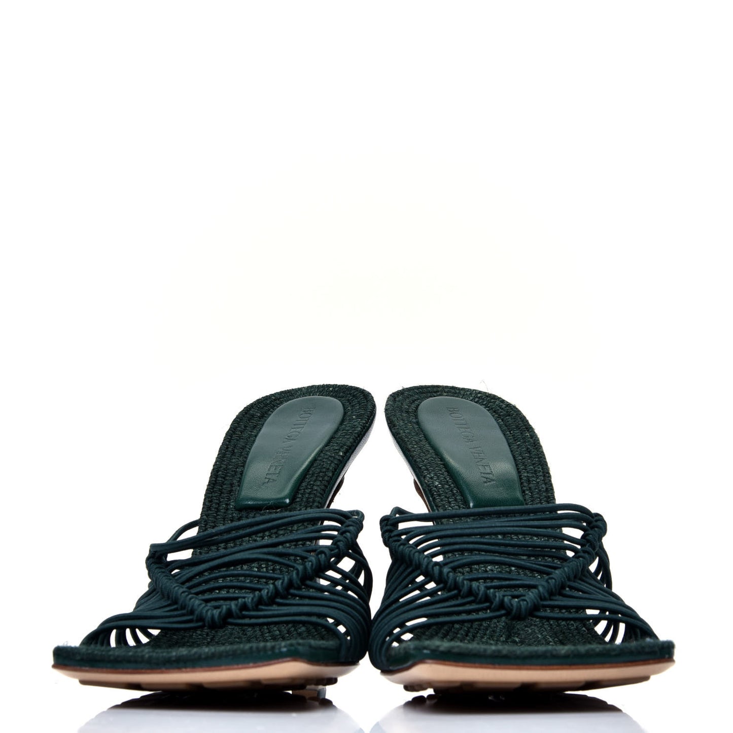 Raffia Elasticized Stretch Mule Sandals 38 Emerald Green