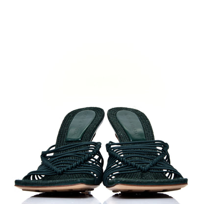 Bottega Veneta Raffia Elasticized Stretch Mule Sandals 38 Emerald Green 2 of 10
