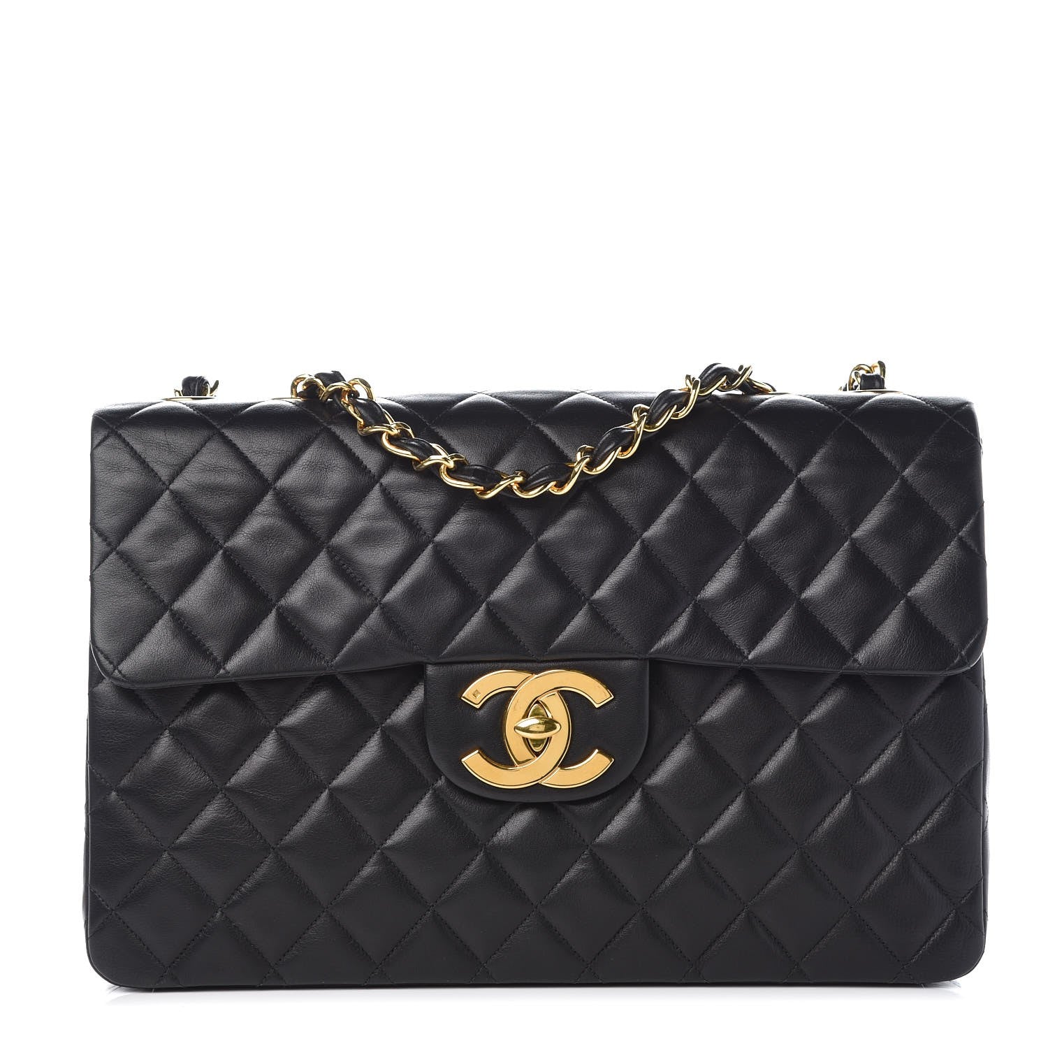 Chanel Lambskin Quilted XL Jumbo Single Flap Black 1 of 9