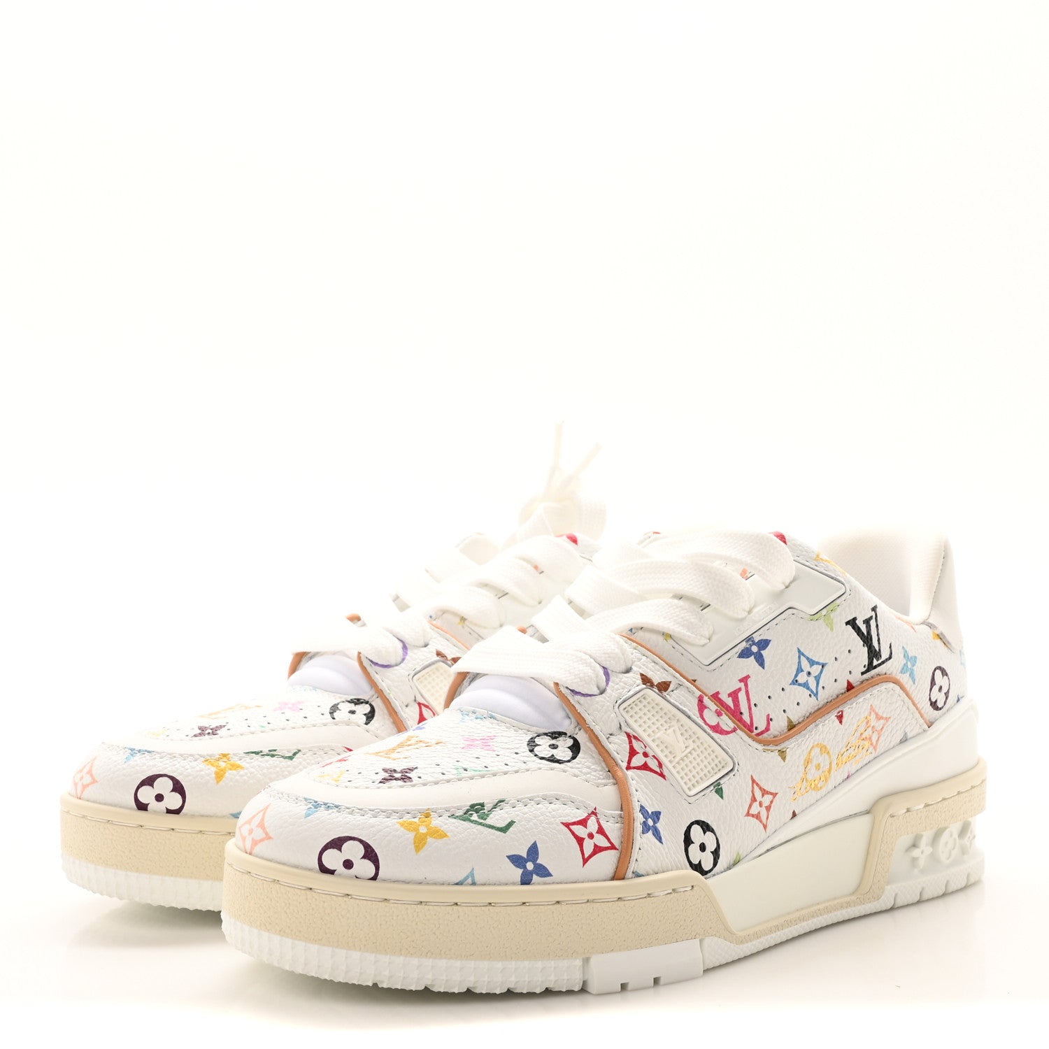 Louis Vuitton LV X TM Calfskin Monogram Multicolor Womens LV Trainer Sneakers 36 White 4 of 8